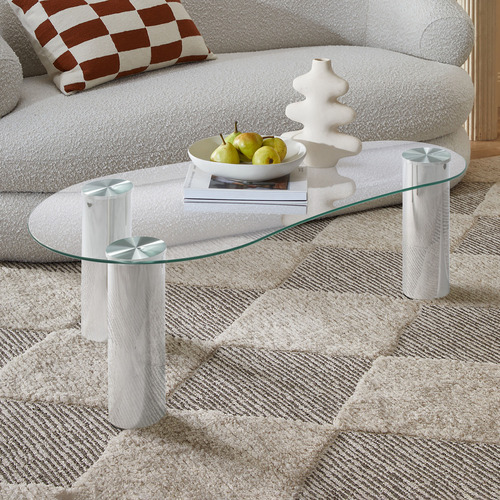 Temple Webster Carly Curved Glass Coffee Table